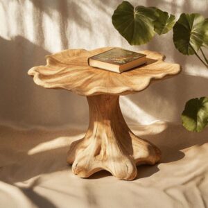 Solid Wood Mushroom End Table Farmhouse Round Table