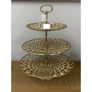 Gold Aluminium 3 Tier Tea Cake Stand