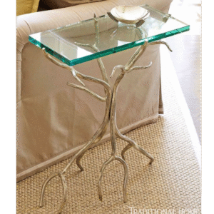 Polished Brass Antler Table with Glass Top