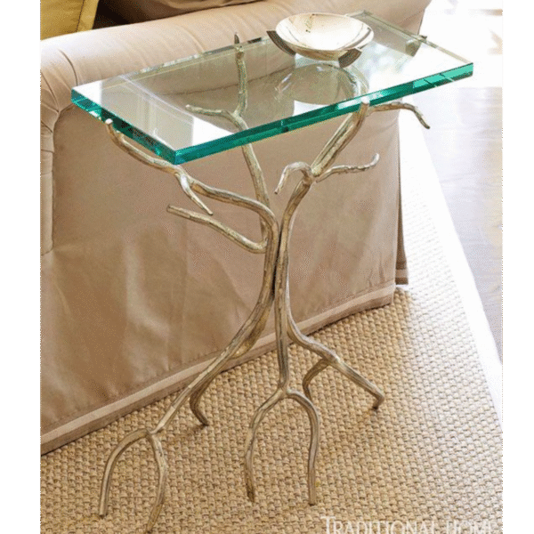 Polished Brass Antler Table with Glass Top