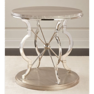Chrome Finish Round Silver Side Table
