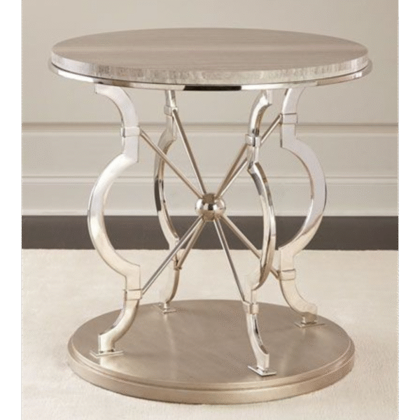Chrome Finish Round Silver Side Table
