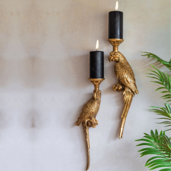 Golden Macaw Parrot Candle Holder
