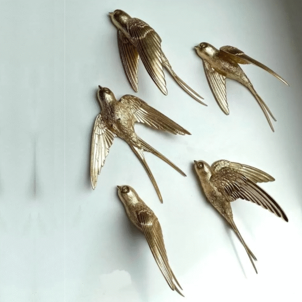 Golden Flying Swallows Set of 5 Pc
