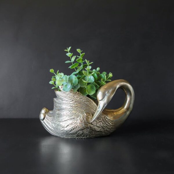 Brass Swan Planter Pot